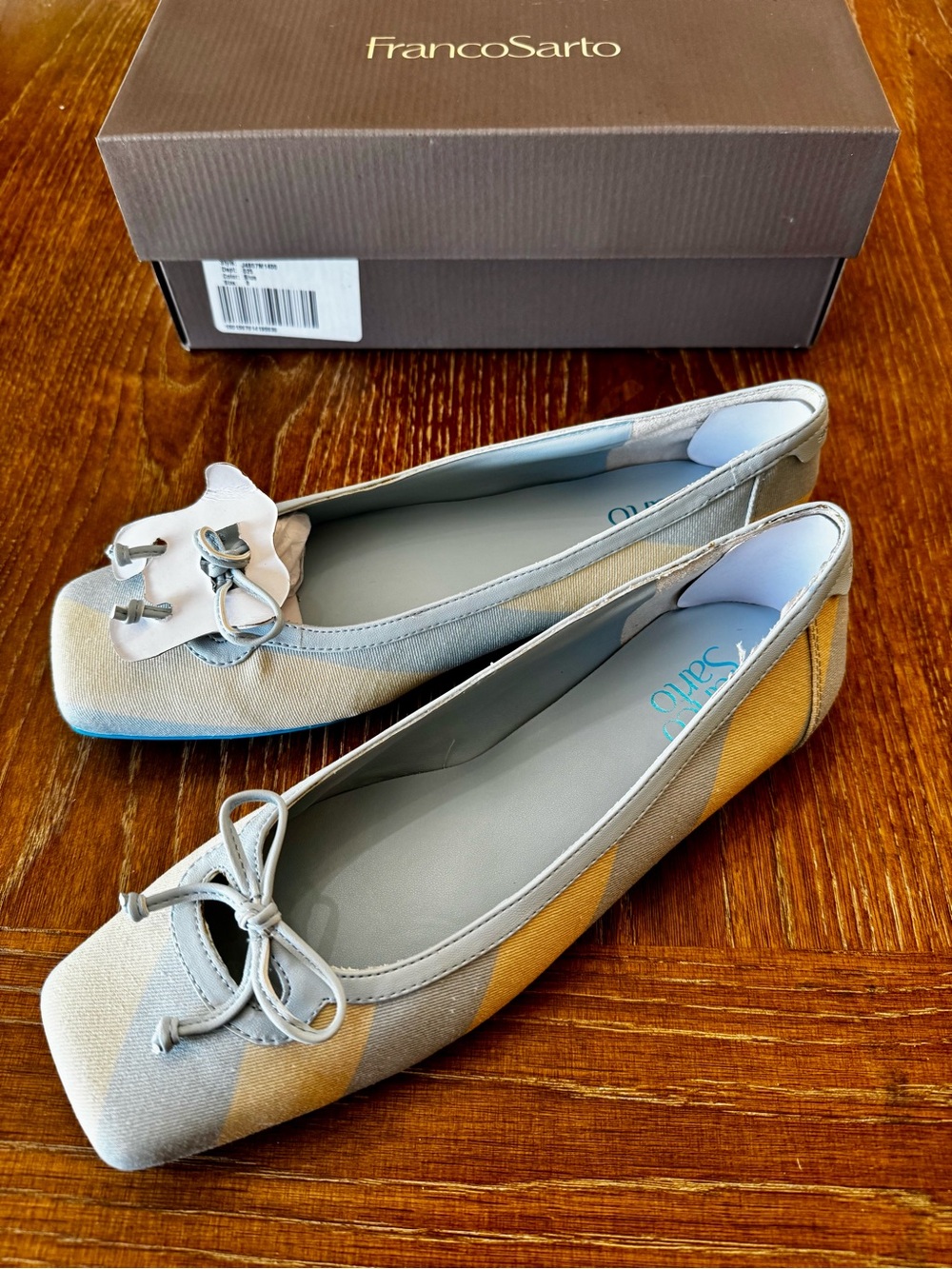 NIB Franco Sarto lite blue stripe Imara ballet flats 8 - Picture 3 of 13